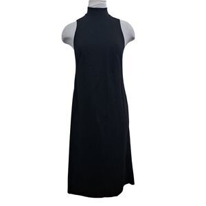 Marie Saint Piere Damara2 Flattering Scuba Goth Chic Slip On Midi Dress Sz1 Blck